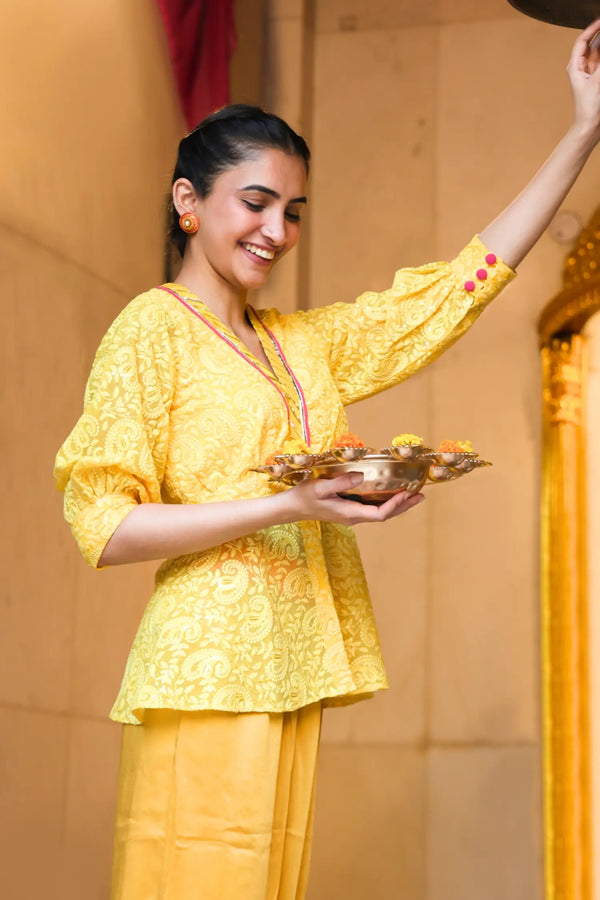 Leo Chikankari Peplum & Dhoti Set 1