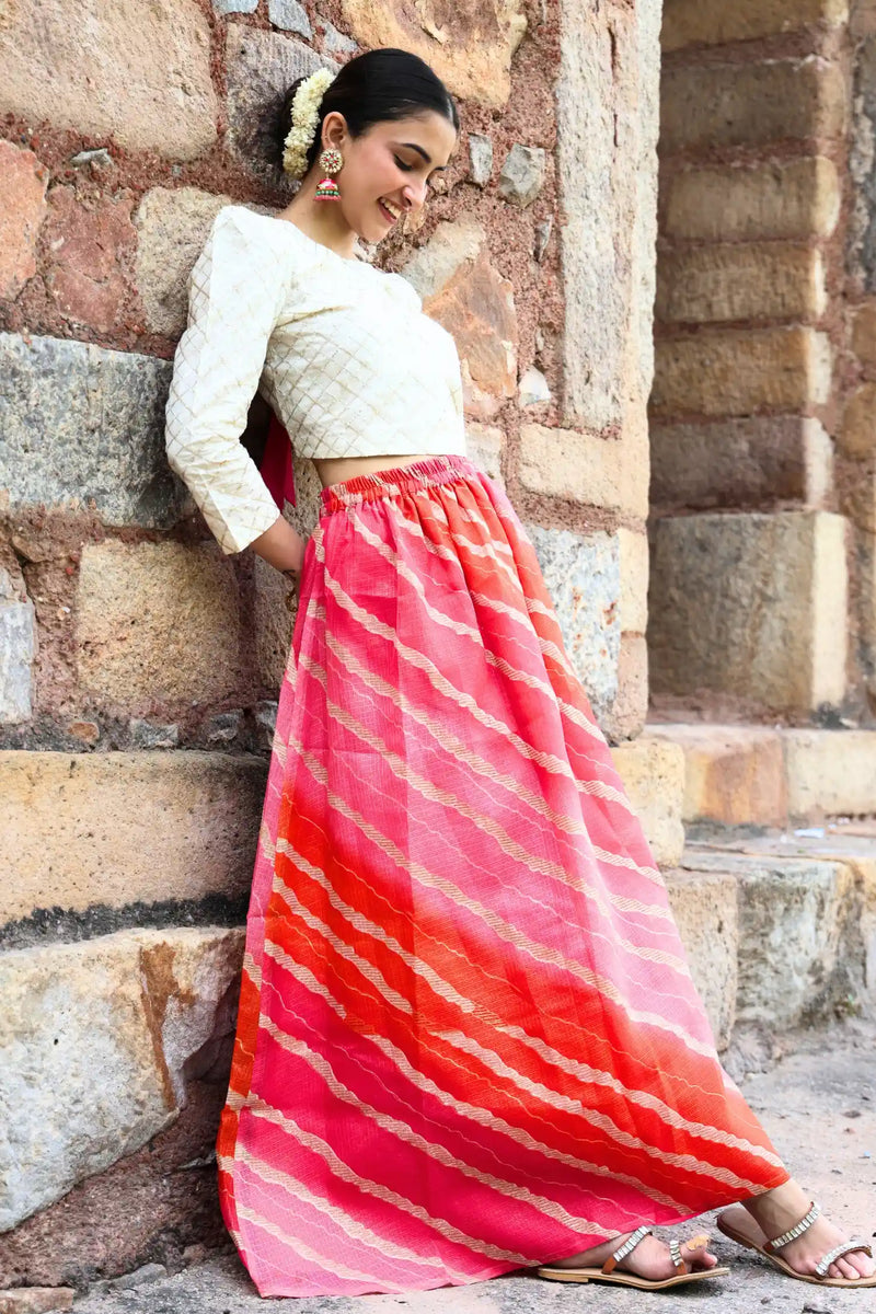 Meera Gotta Top and Chanderi Skirt Co-ord Set – PurplePitara