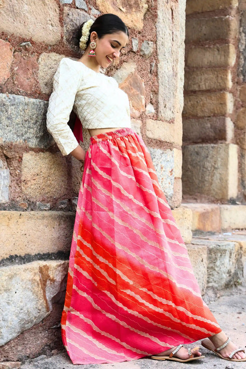 Meera Ivory Gotta Top and Chanderi Skirt Co-ord Set 2