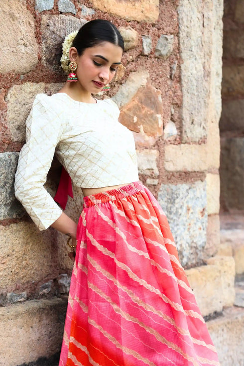 Meera Ivory Gotta Top and Chanderi Skirt Co-ord Set 4