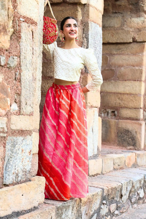 Meera Ivory Gotta Top and Chanderi Skirt Co-ord Set 7