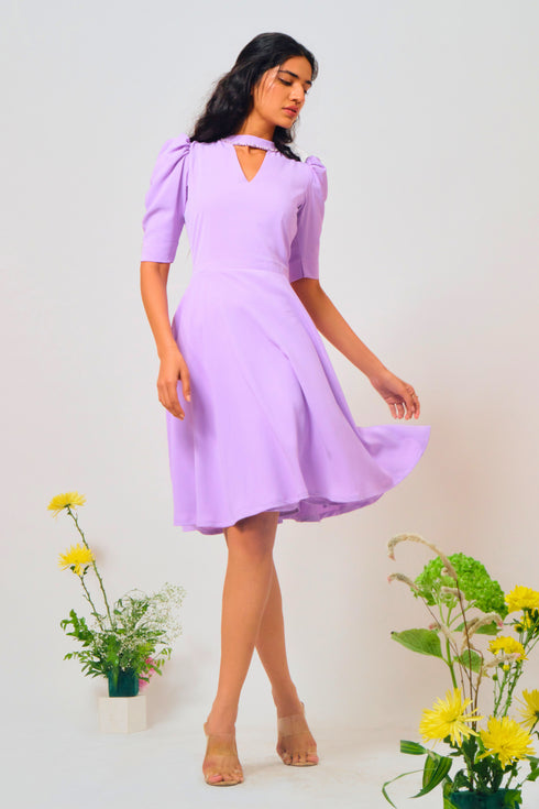 Purple Pitara Lavender Georgette Tea Dress 2