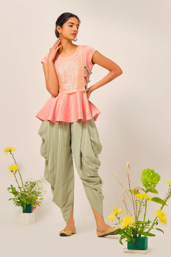 Purple Pitara Sirohi Top and Dhoti Set