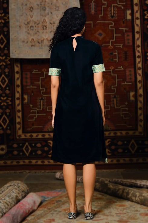 Anika Silk Velvet and Brocade Dress