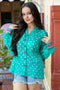 Noori Turquoise Bandhani Top
