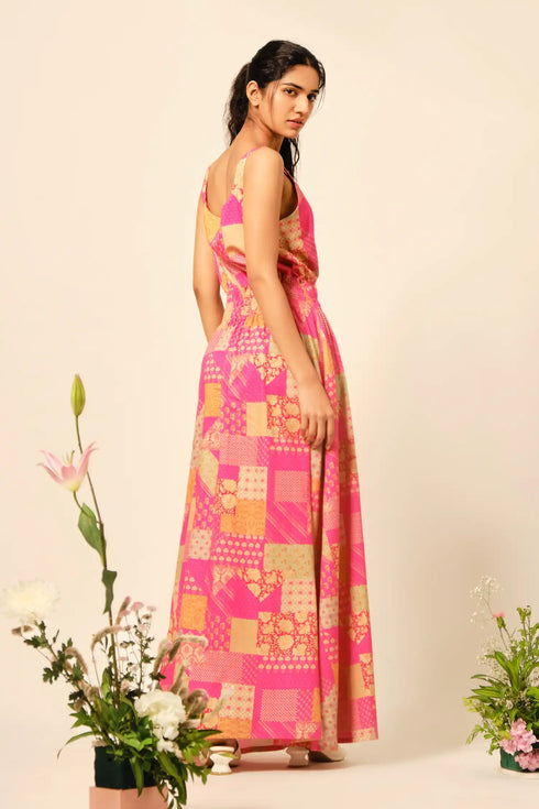 Frankie Cotton Satin Patola Print Dress