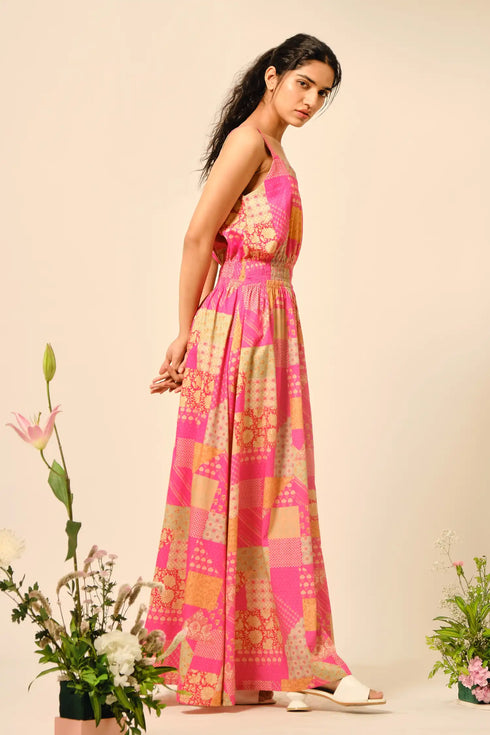 Frankie Cotton Satin Patola Print Dress