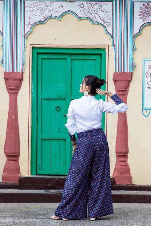 Bee Blue shirt and flared pant set