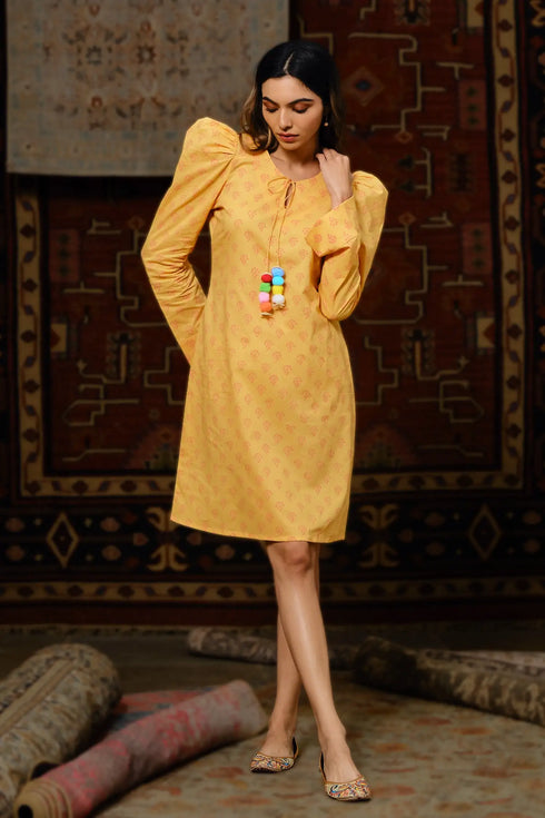 Reesa Linen Handblock Print Dress