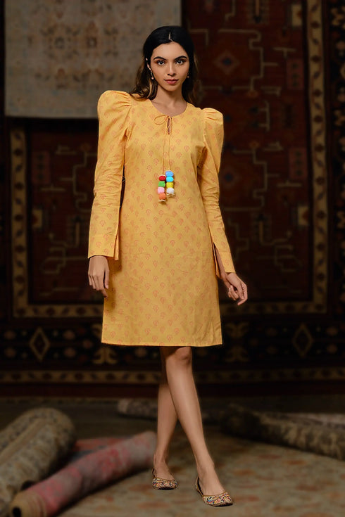 Reesa Linen Handblock Print Dress