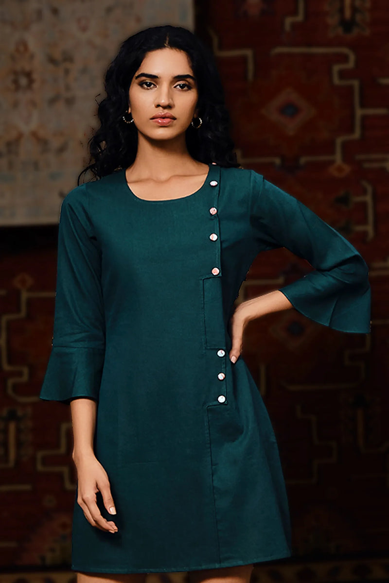 Olive Green Denim Dress – PurplePitara