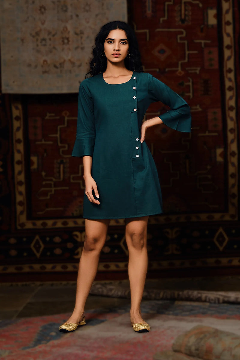 Olive Green Denim Dress – PurplePitara