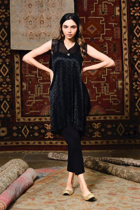 Purple Pitara Sunheri Top and Pant Co - ord Set