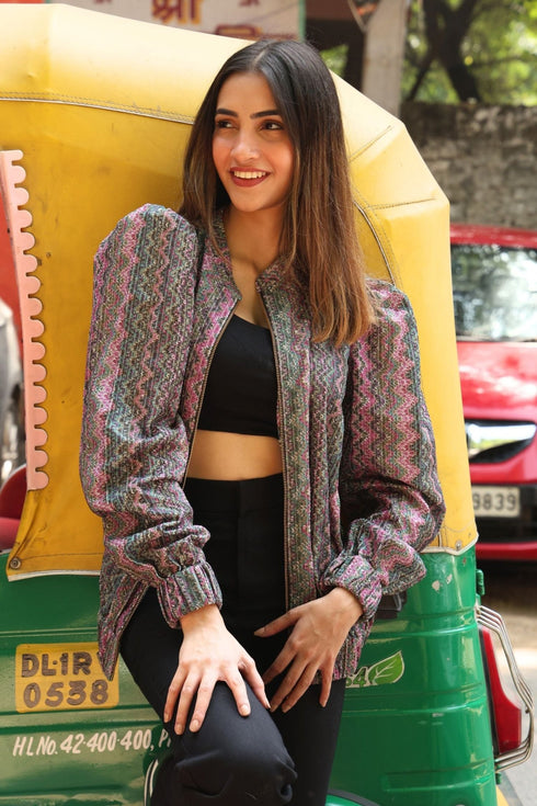 Purple Pitara Kiki Bomber Jacket