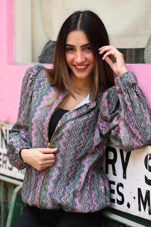 Purple Pitara Kiki Bomber Jacket