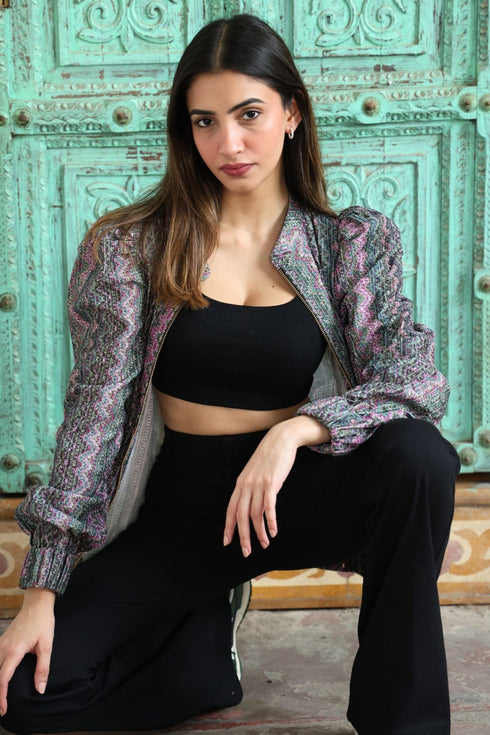 Purple Pitara Kiki Bomber Jacket