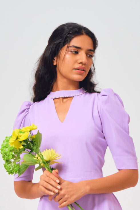 Purple Pitara Lavender Georgette Tea Dress 1