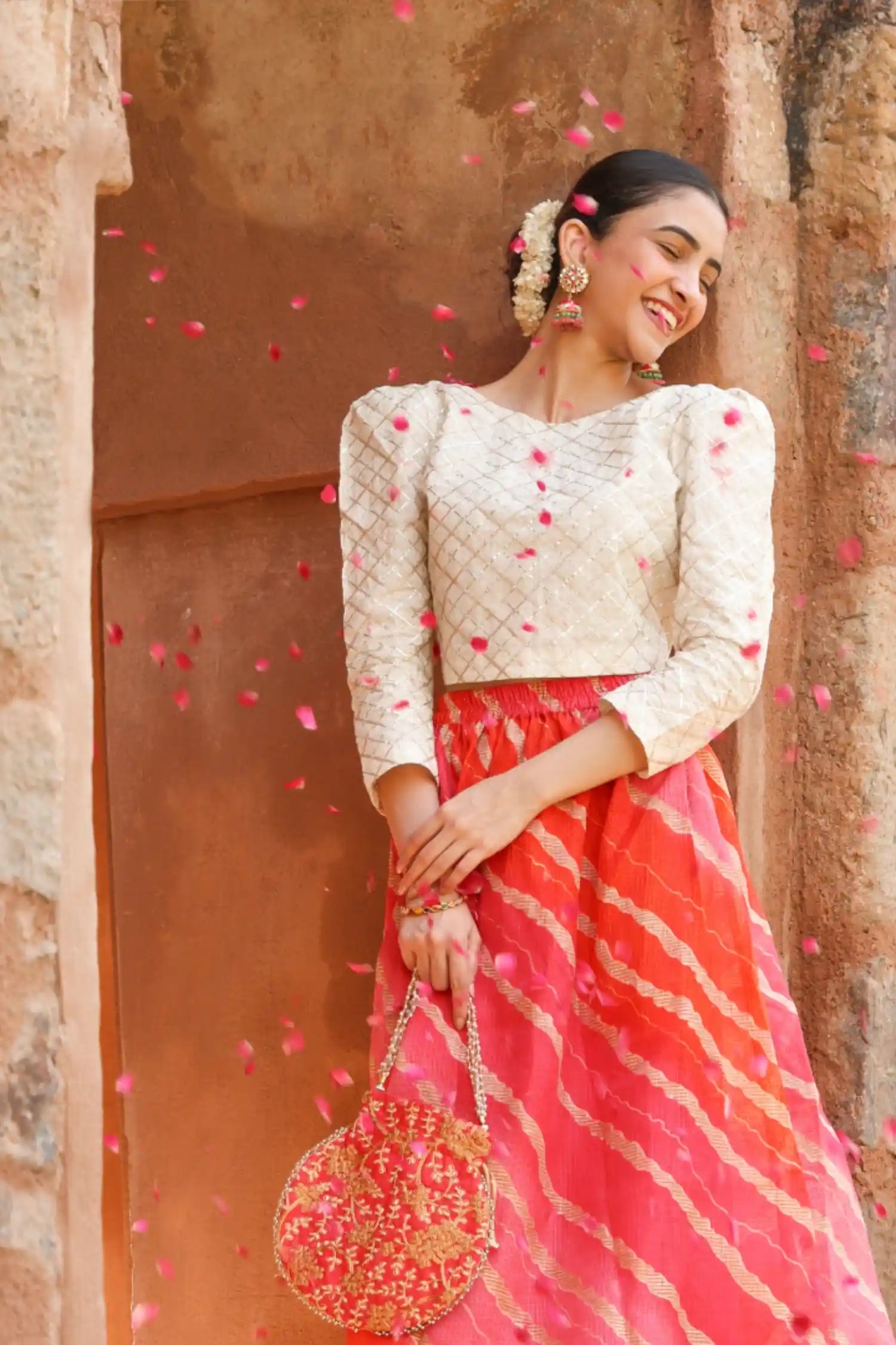 Meera Gotta Top and Chanderi Skirt Co-ord Set – PurplePitara