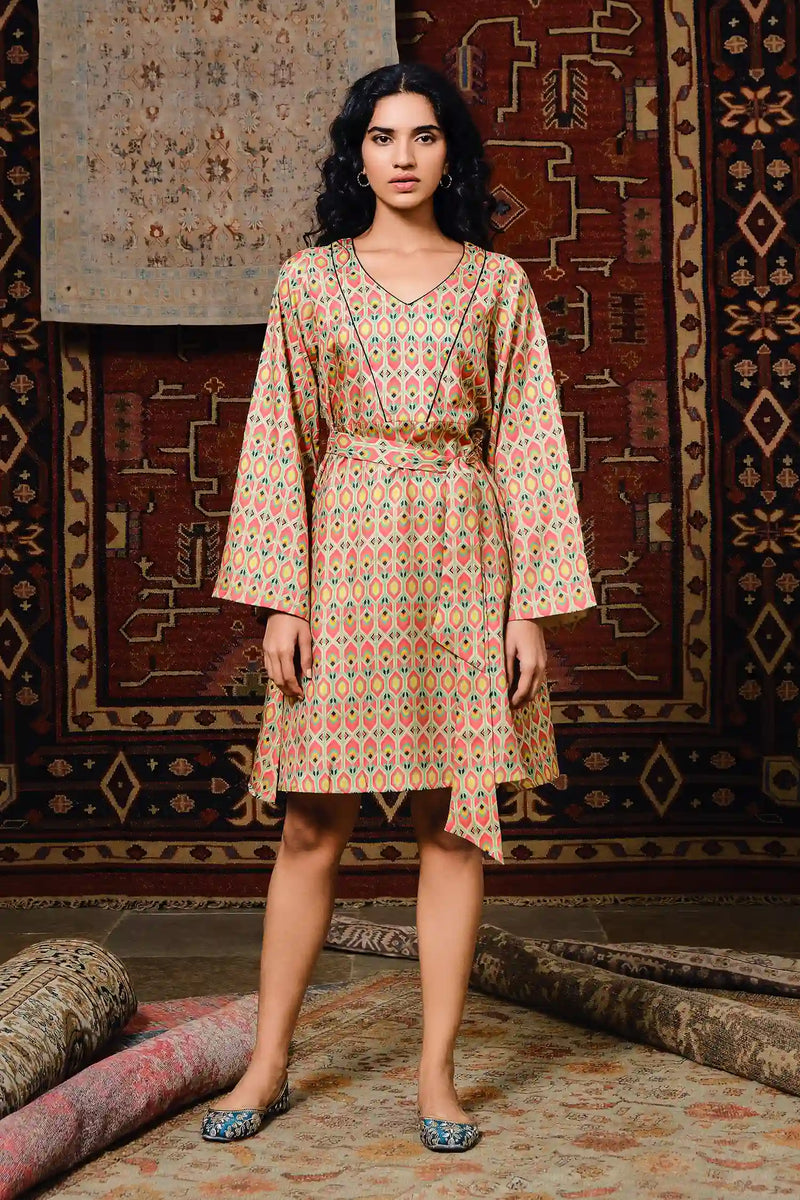 Veda Patola Pure Silk Kaftan Style Dress – PurplePitara