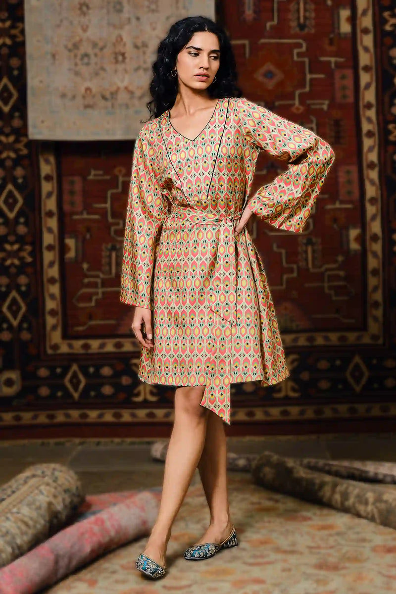 Veda Patola Pure Silk Kaftan Style Dress – PurplePitara